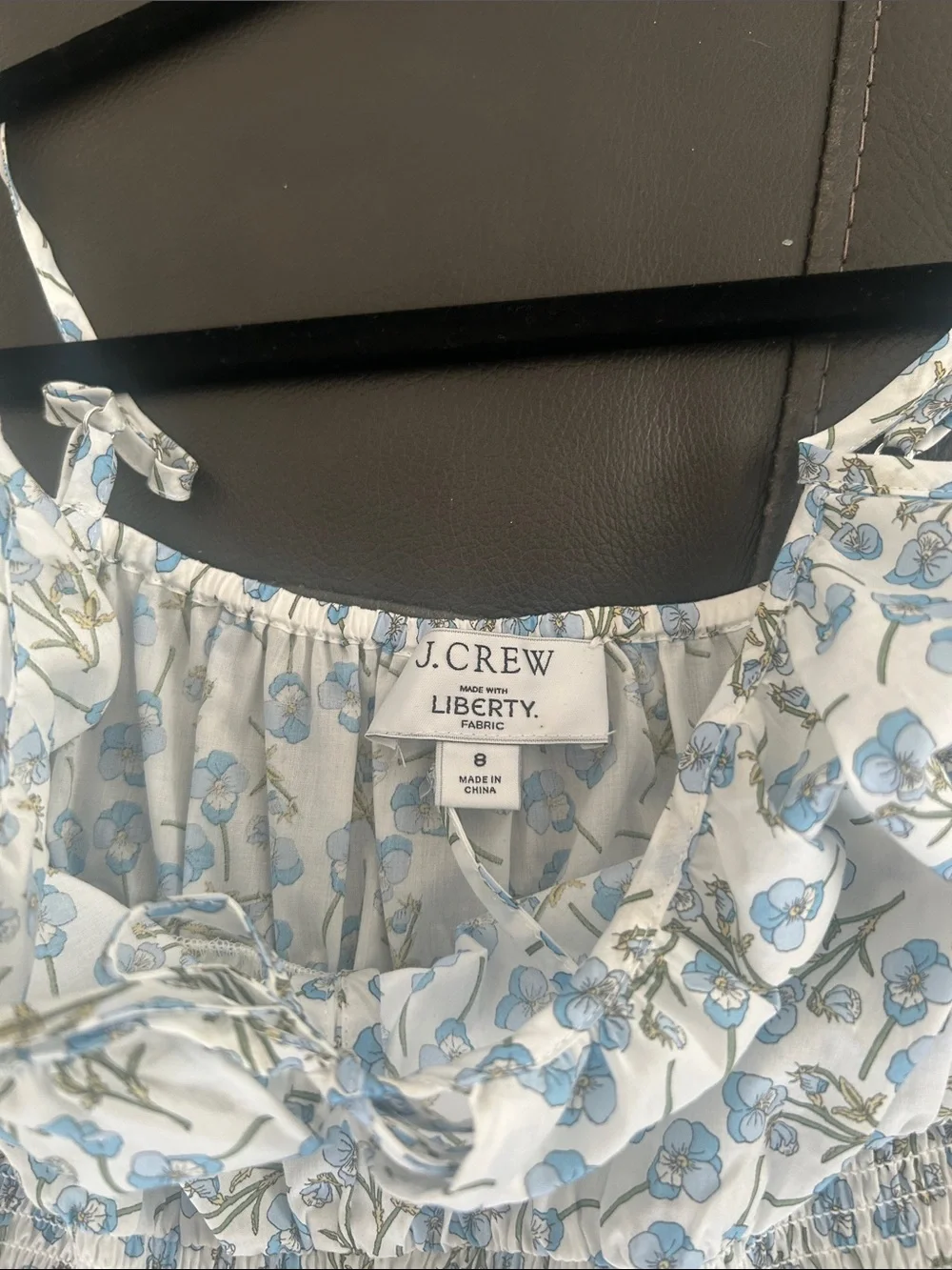 J. Crew White Maxi Dress with Light Blue Floral Print